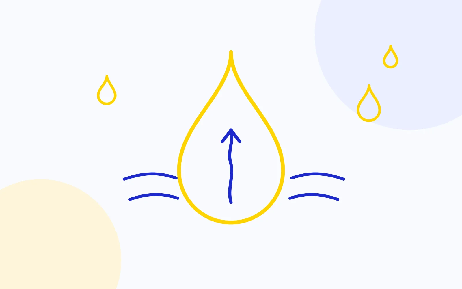 Ilustración de una gota con flujo ascendente, símbolo del drenaje linfático
